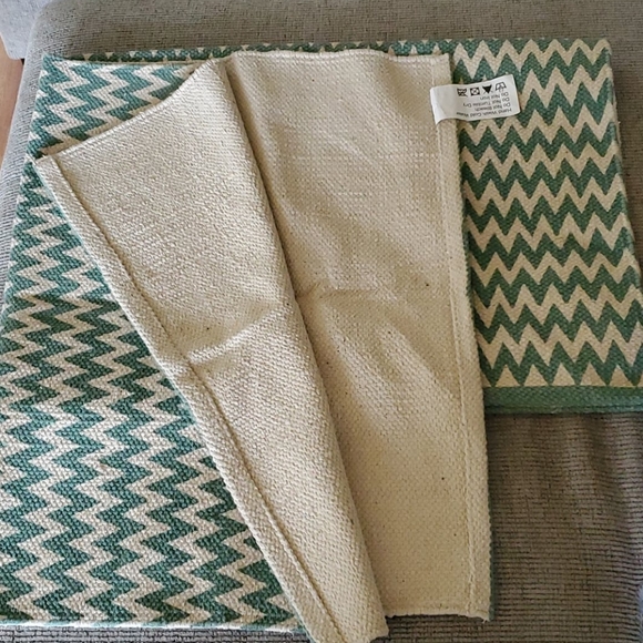 2 Teal Chevron Area Rugs